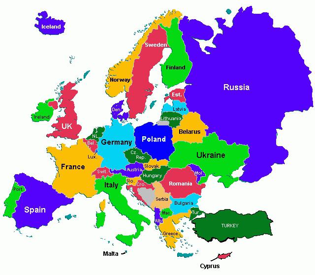 Politische Teilung und das Gebiet von Europa